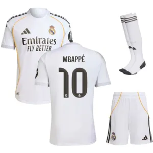 Real Madrid MBAPPÉ Kids' 2025/26 Home Kit - White