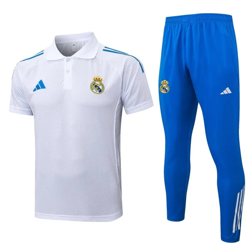 Real Madrid 2025/26 Sports Polo - White/Blue
