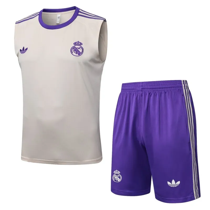 Conjunto Pantalón Corto & Chaleco Real Madrid 2025/26 - Beige