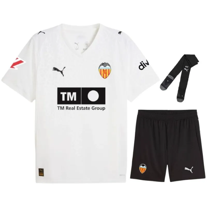 Valencia 2025/26 Home Kids' Jersey Set - White