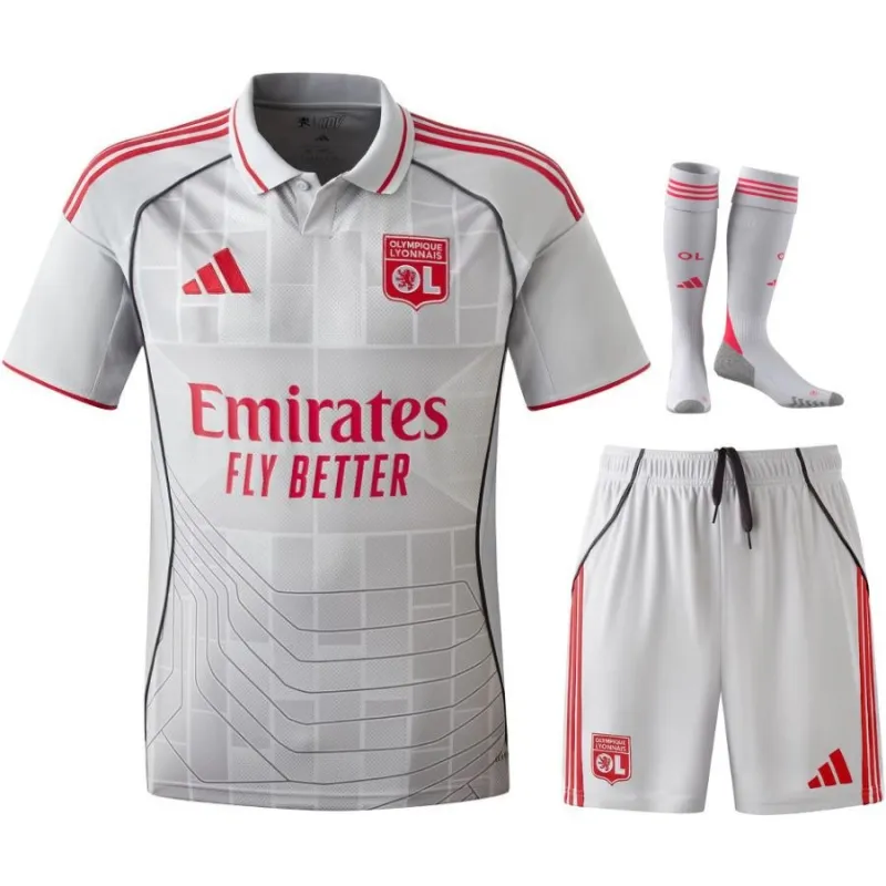 Lyon 2025/26 Maillot Third Enfant avec Short - Gris