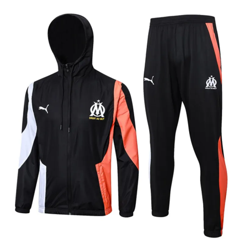Tuta sportiva con cappuccio anti-vento di Olympique de Marseille 2024/25 - Nero