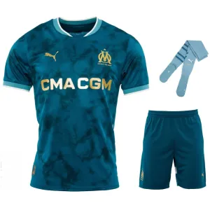 Jeu de maillot extérieur 2024/25 pour enfants de Marseille - Bleu