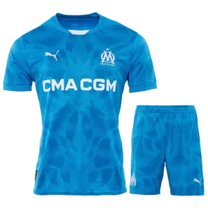 Jeu de maillot et de short gardien 2024/25 bleu pour enfants de Marseille