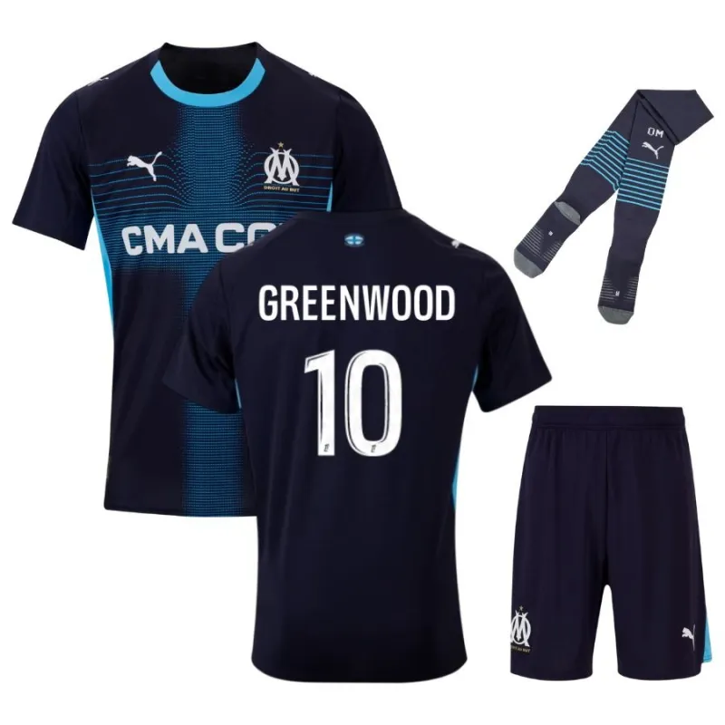 Marseille GREENWOOD 2025/26 Away Kids Football Mini Kit
