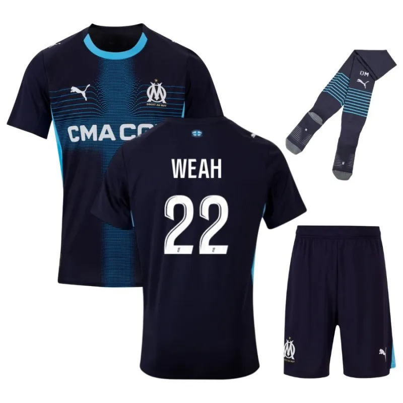 Marseille WEAH 2025/26 Away Kids' Jersey Set - Black