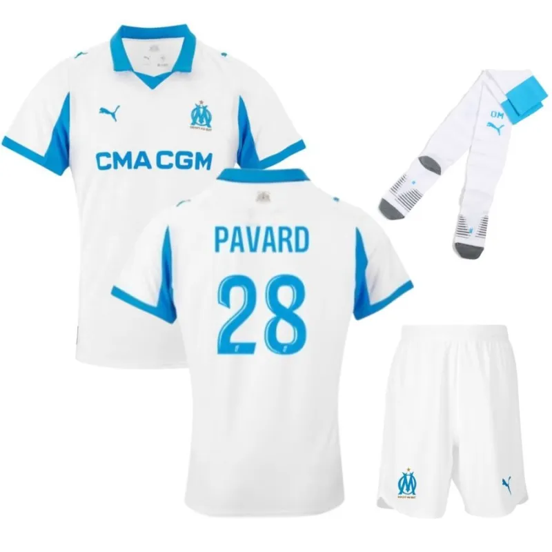 Marseille PAVARD 2025/26 Heim Kindertrikot - Weiß