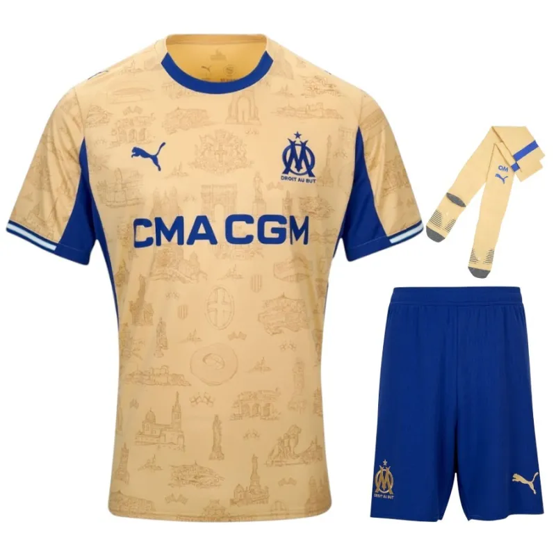 Marseille 2025/26 Kids Fourth Kit Set - Beige