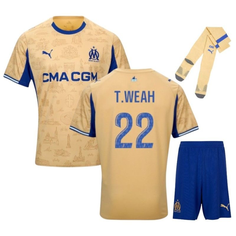 Marseille T.WEAH 2025/26 Kinder viertes Trikot Set - Beige