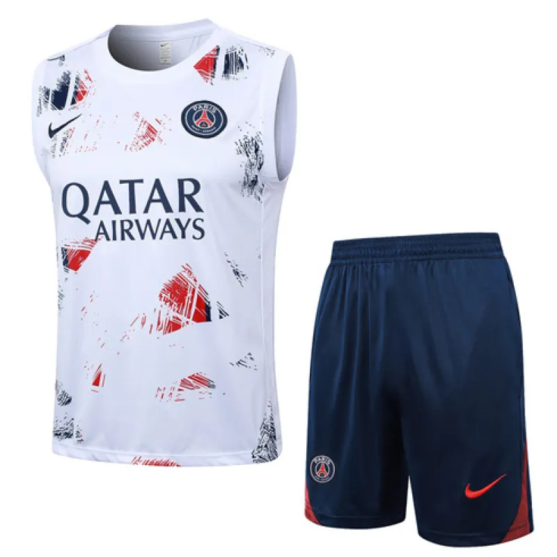 Conjunto de pantalones cortos y chaleco de Paris Saint-Germain 2024/25 - Blanco