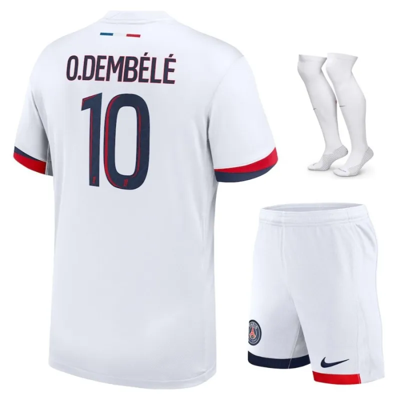 Ousmane Dembélé's Paris Saint - Germain Kids' 2024/25 Away Kit Set - White