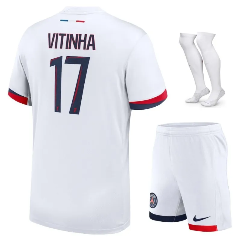 Vitinha's Paris Saint - Germain Kids' 2024/25 Away Kit Set - White