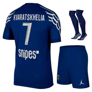 Khvicha Kvaratskhelia's Paris Saint - Germain Kids' 2024/25 Fourth Kit Set - Blue