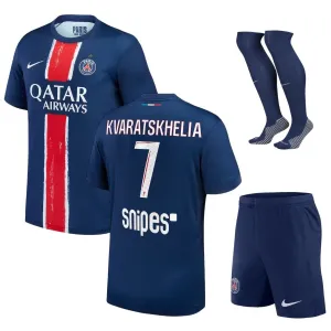 Paris Saint - Germain KVARATSKHELIA 2024/25 Home Kids' Kit Jersey with 1 Star- Blue