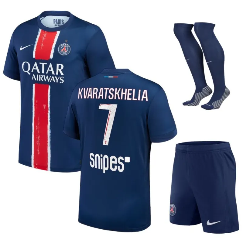 Paris Saint - Germain KVARATSKHELIA 2024/25 Home Kids' Kit Jersey with 1 Star- Blue