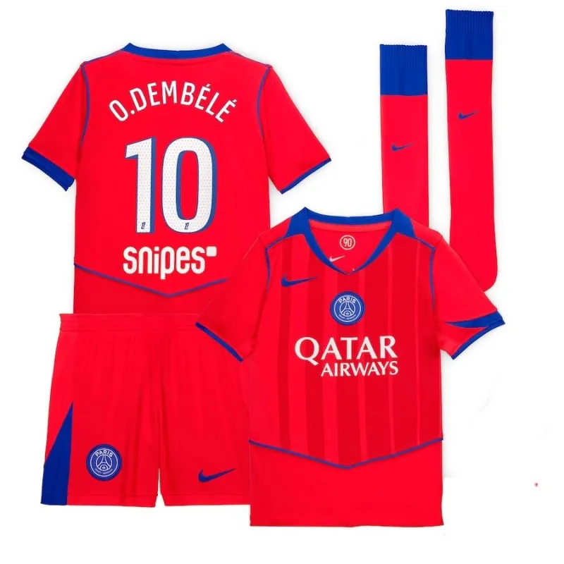 Paris Saint-Germain O.DEMBELE Conjunto Tercera Camiseta Infantil 2025/26 - Roja