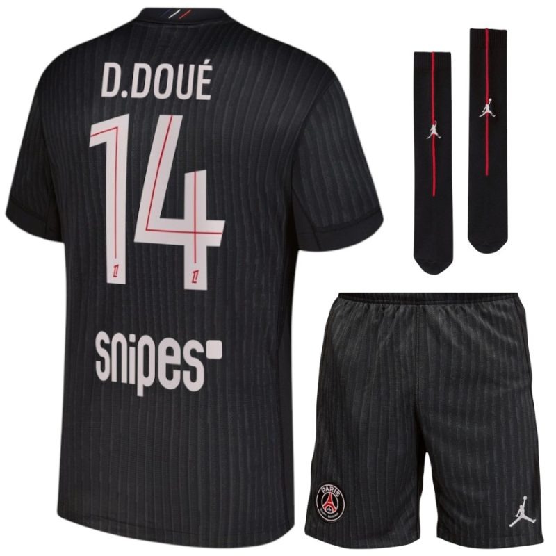 Paris Saint-Germain  D.DOUÉ 2025/26 Viertes Kinder-Set - Schwarz