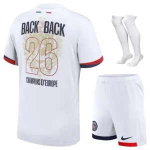 Camiseta PSG Conjunto Infantil Visitante 2025/26 2 Estrellas Campeón Europeo