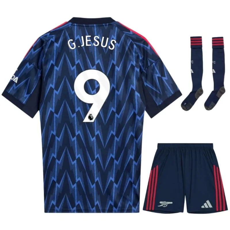 Arsenal G.JESUS 2025/26 Auswärts-Kinder-Trikot-Set - Blau