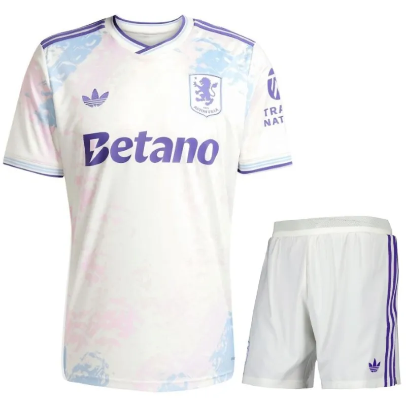 Maglia + Pantaloncini Third Bambino Aston Villa 2025/26 - Bianco