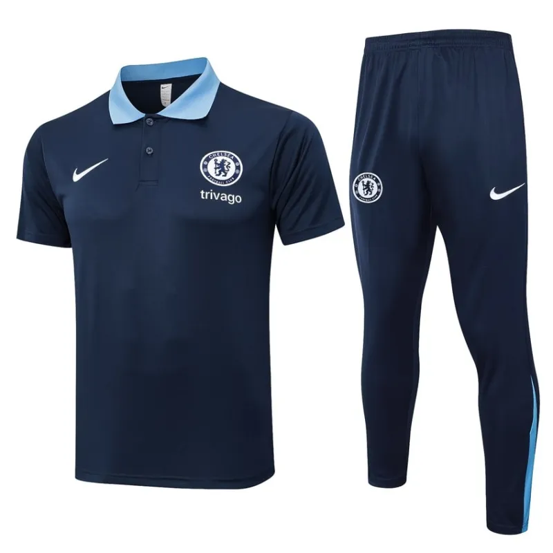 Chelsea 2024/25 Polo Training Jersey + Trousers - Navy Blue