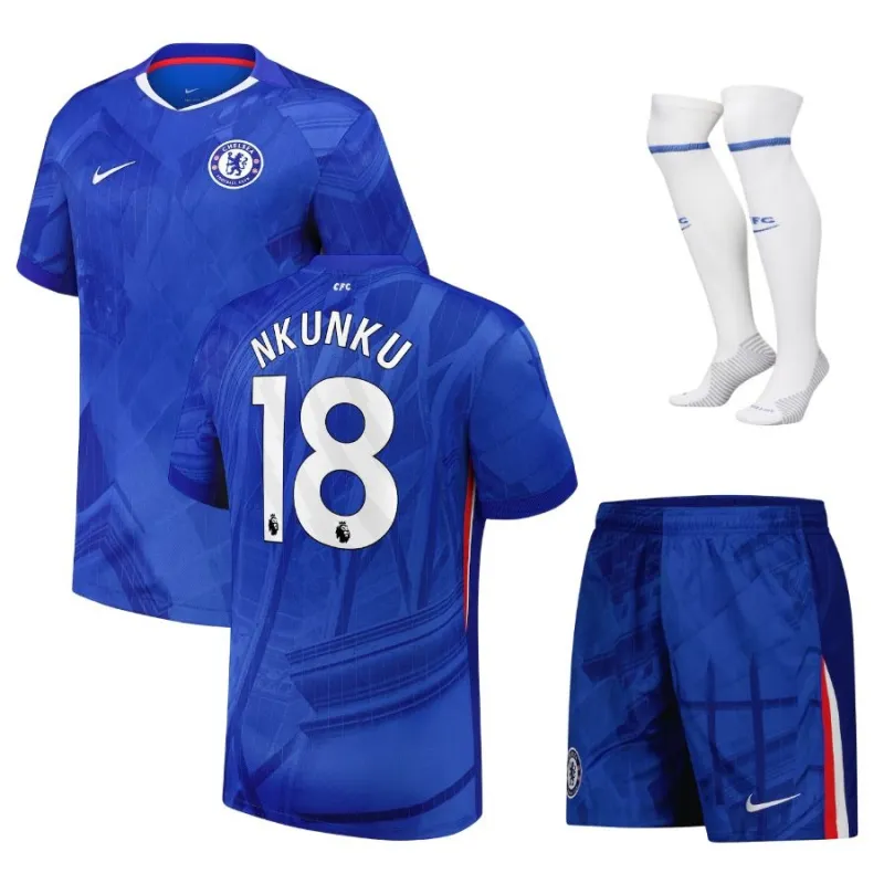 Set di maglia bambini in casa del Chelsea NKUNKU 2025/26 - Blu