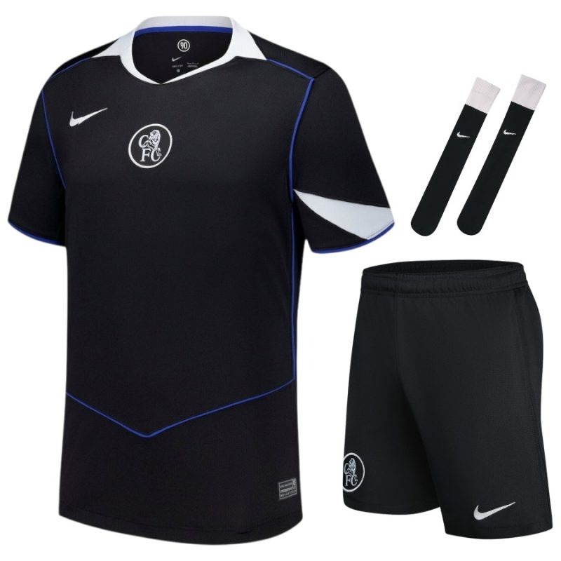 Chelsea 2025/26 Troisième ensemble de maillot pour enfants - Noir