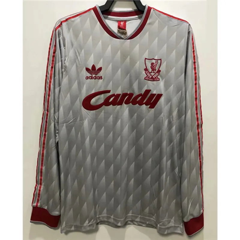 Liverpool 1989 - 91 Retro Away Long Sleeve Jersey - Grey