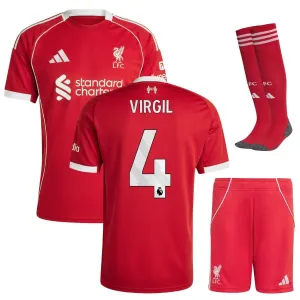 Liverpool VIRGIL 2025/26 Kids' Home Jersey Set - Red