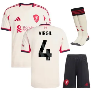 Liverpool VIRGIL 2025/26 Kids' Away Jersey Set - White