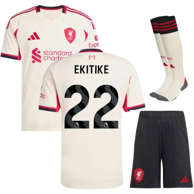 Liverpool EKITIKE 2025/26 Away Kids' Kit Jersey - White