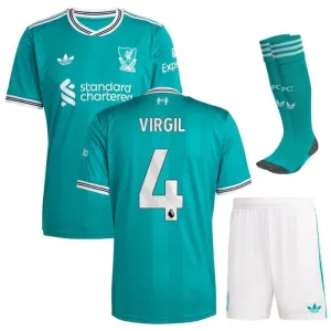 Liverpool VIRGIL 2025/26 Third Kids Kit - Green