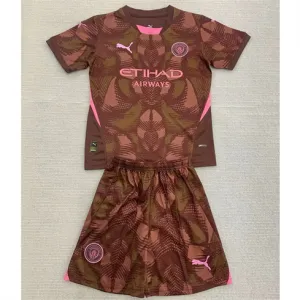 Maglia e pantaloncini del portiere per bambini di Manchester City 2024/25 - Marrone