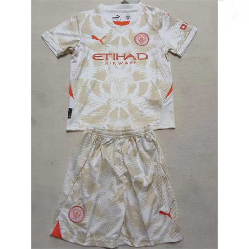 Manchester City Kids' Goalkeeper Jersey and Shorts 2024/25 - White