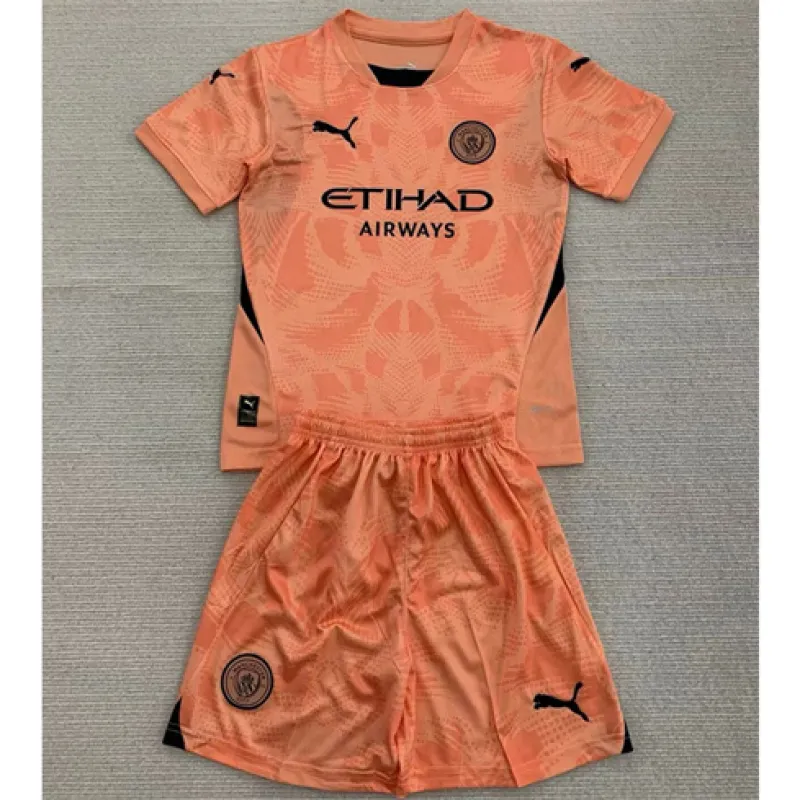 Manchester City Kids' Goalkeeper Jersey and Shorts 2024/25 - Orange