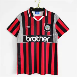 Maglia di trasferta retrò di Manchester City 1994 - 96 - Rosso/Nero