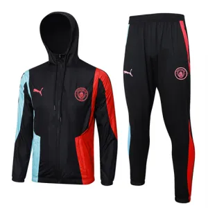 Giubbotto sportivo con cappuccio antivento di Manchester City 2024/25 - Nero