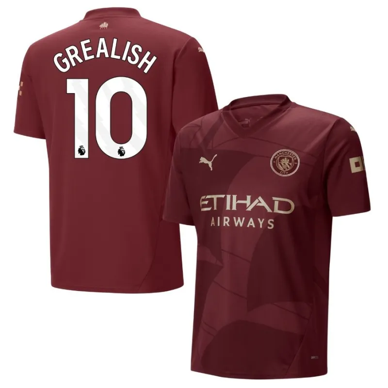 GREALISH Manchester City 2024/25 Third Jersey - Burgundy