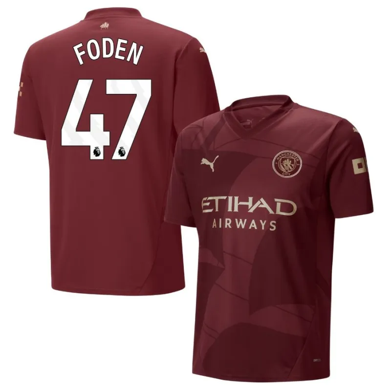 FODEN Manchester City 2024/25 Third Jersey - Burgundy