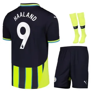 HAALAND Set di maglia per bambini di trasferta di Manchester City 2024/25 - Nero/Verde