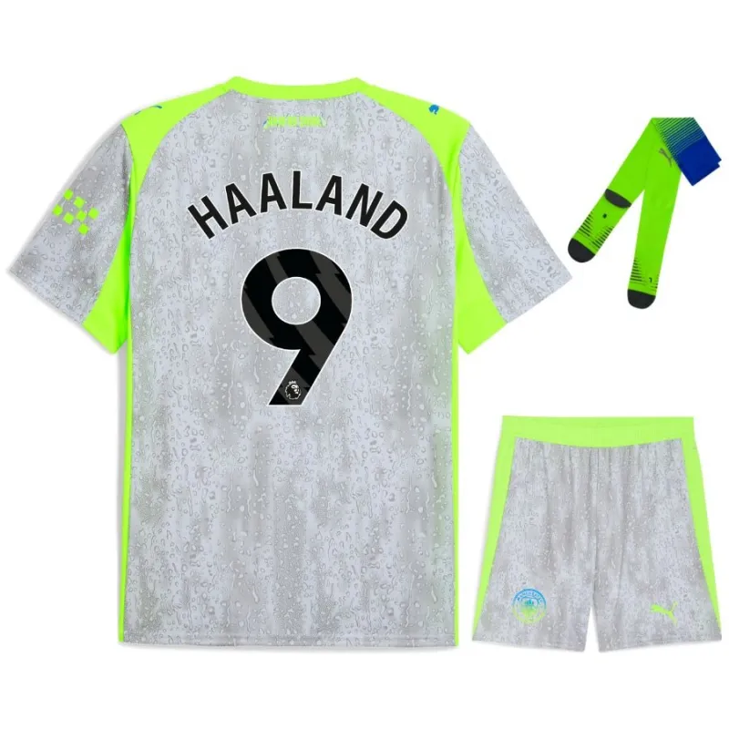 Manchester City HAALAND 2025/26 Troisième Kit Enfant - Gris