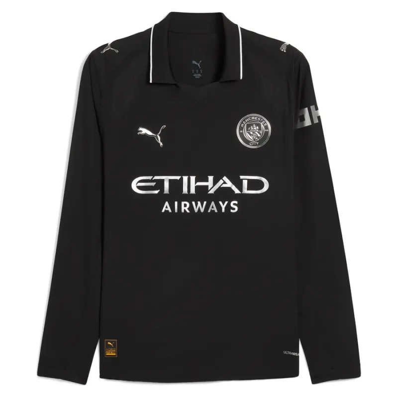 Manchester City 2025/26 Away Long Sleeve Jersey - Black