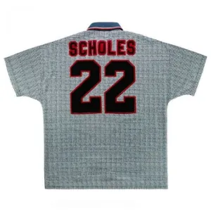 Maillot Extérieur Rétro Manchester United SCHOLES 1995-1996 - Gris