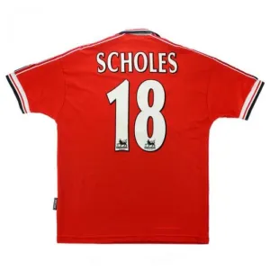Manchester United SCHOLES 1998 2000 Maillot domicile rétro - Rouge