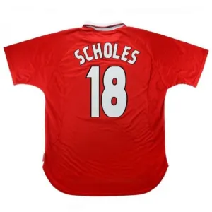 Manchester United SCHOLES 1999/00 Maillot domicile rétro - Rouge