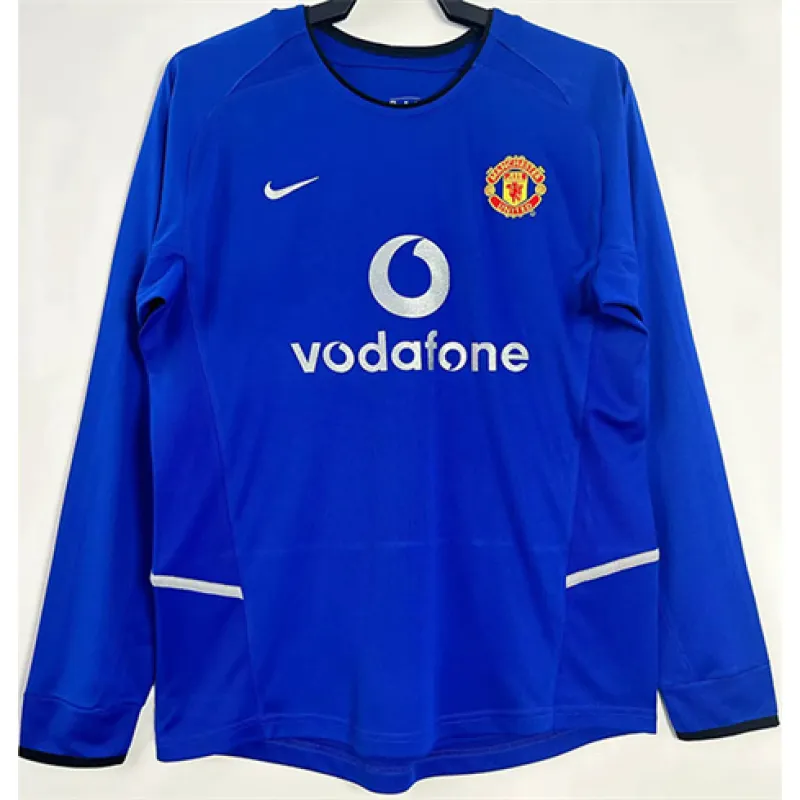 Troisième maillot rétro manches longues de Manchester United 2002/03 - Bleu