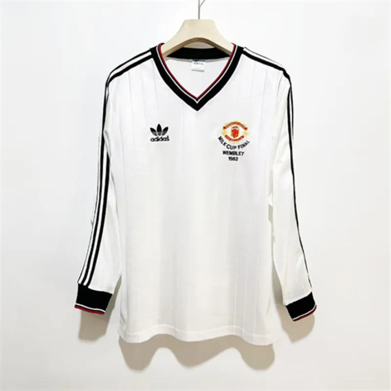 Maglia retro maniche lunghe di trasferta di Manchester United nel 1982/83 - Bianca