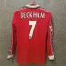 Maillot rétro manches longues domicile de Manchester United en 1998 - 99 du joueur David Beckham - Rouge