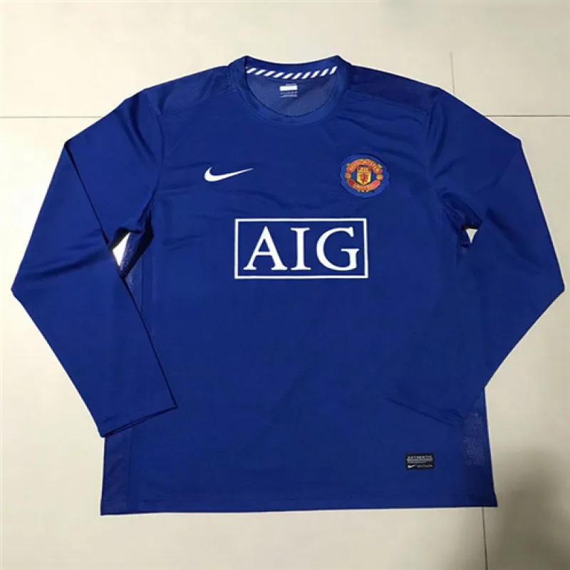 Manchester United 2007/08 Away Long Sleeve Retro Jersey - Blue
