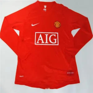 Maglia retro maniche lunghe della finale della Champions League UEFA 2007/08 di Manchester United - Rossa